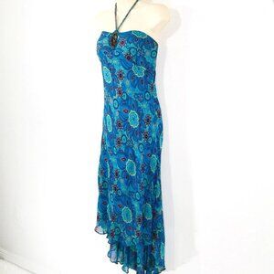Vintage Eva Blue Beaded Fairy Whimsy Gown Mermaid Dress Sz 16 Paisley Chiffon